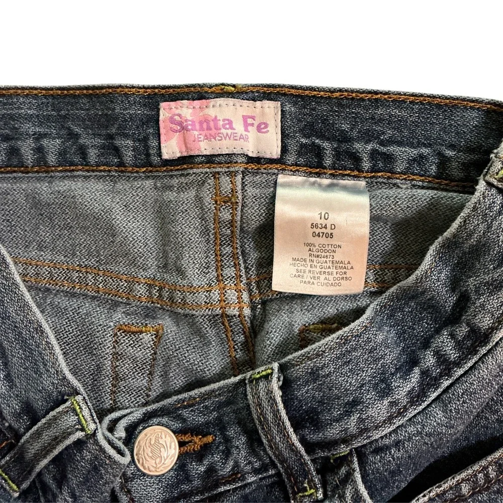 Santa Fe Jeanswear Girls Blue Denim Capri Pants Size 10 Wide Cuff Medium Wash